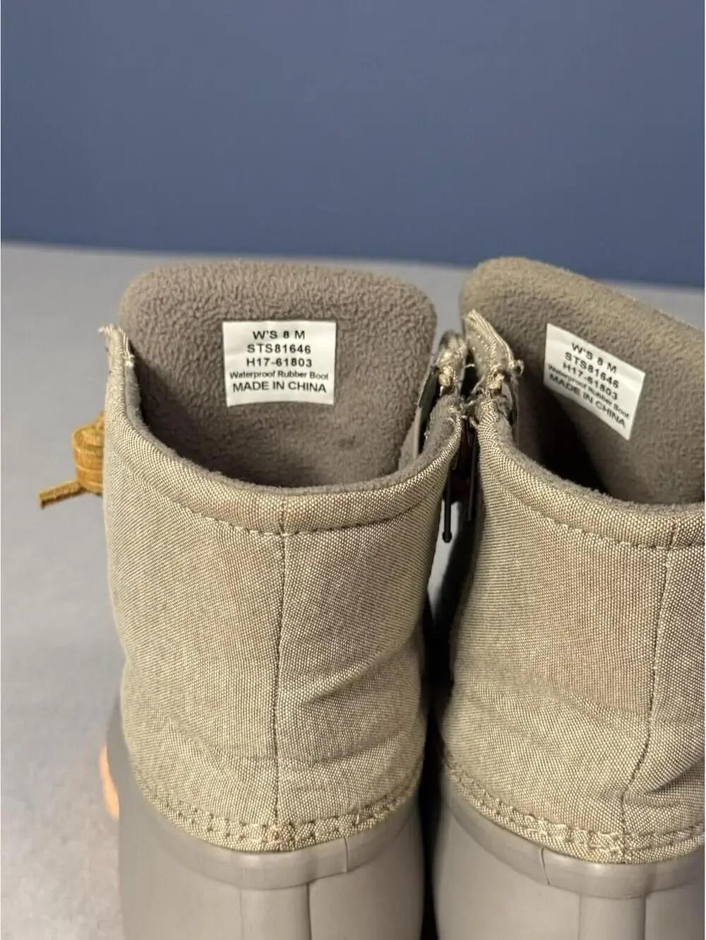 Sperry Saltwater Canvas Duck Boots Womens‎ 8 Grey Tan Coral STS85226 Waterproof